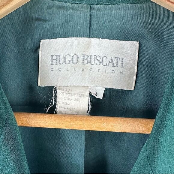 Hugo Buscati Women's 8 Longline Silk Blazer Jacket Teal Green Modern Officewear - Picture 4 of 10